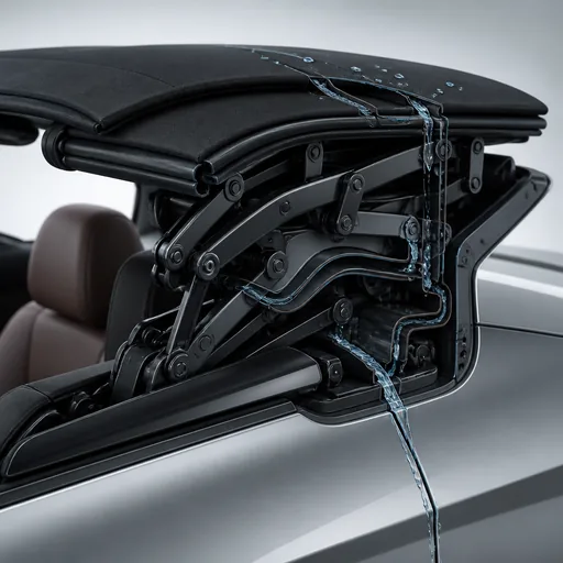 Image générée par intelligence artificielle Cabriolet sous la pluie : rouler capote ouverte… ou pas — illustration générée par IA