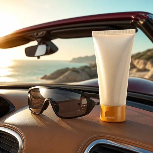 Cabriolet d'occasion : se protéger du soleil (peau, yeux) — illustration générée par IA